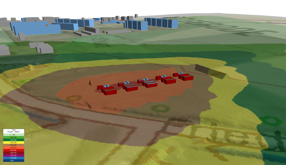 Noise map for a battery storage system in IMMI